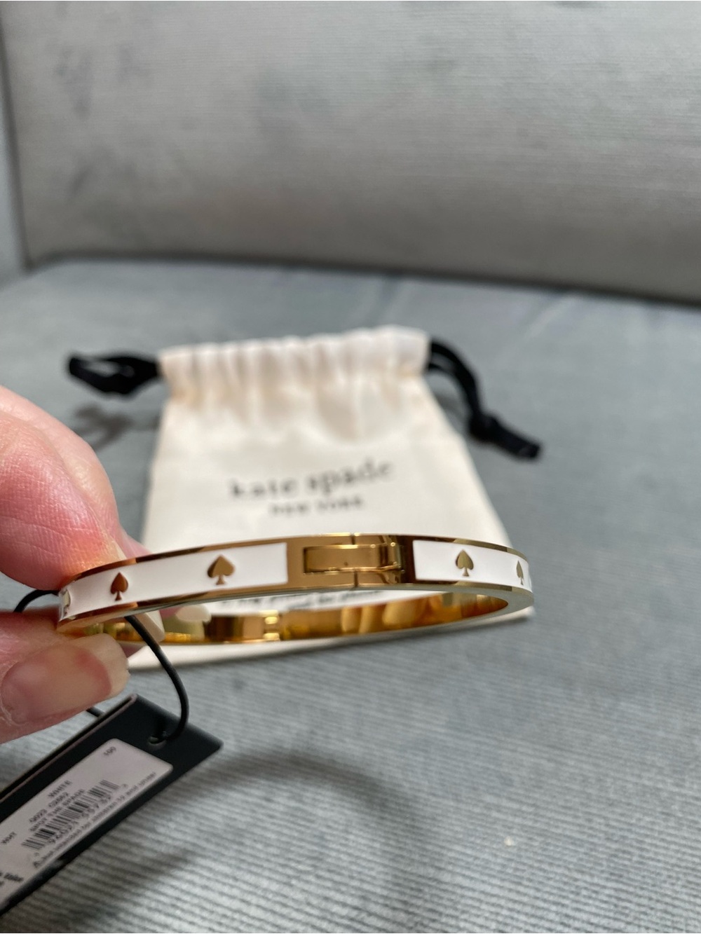 kate spade Gold and White Enamel Spade Hinge Bracelet NWT with dust bag